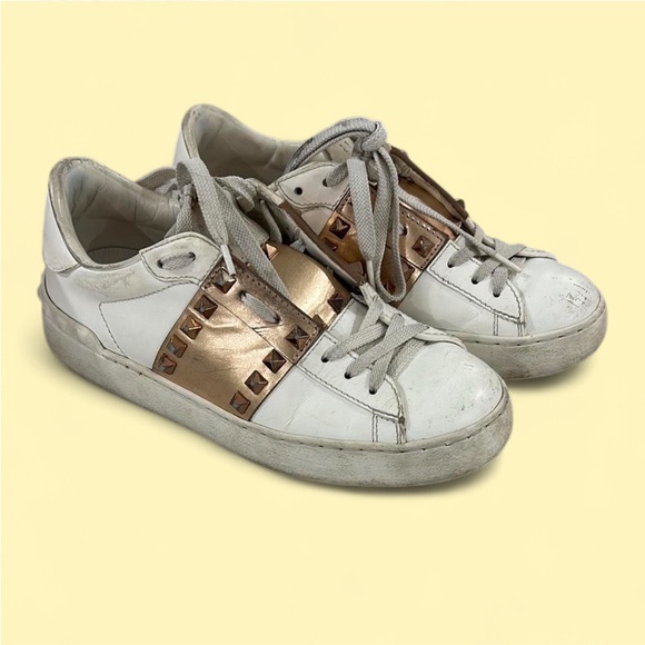 Valentino White Sneakers with Gold Studs - Picture 6 of 6